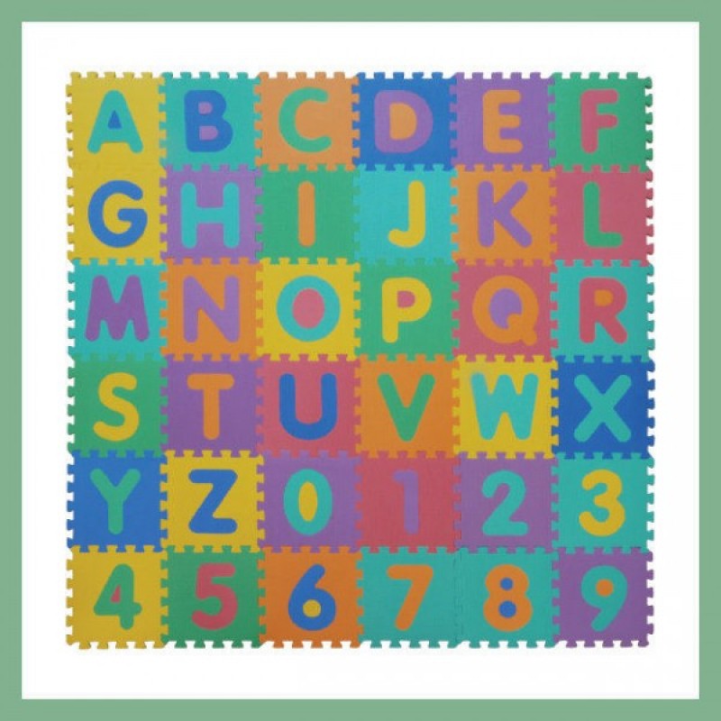 Tappeto puzzle atossico per bambini, alfabeto e numeri